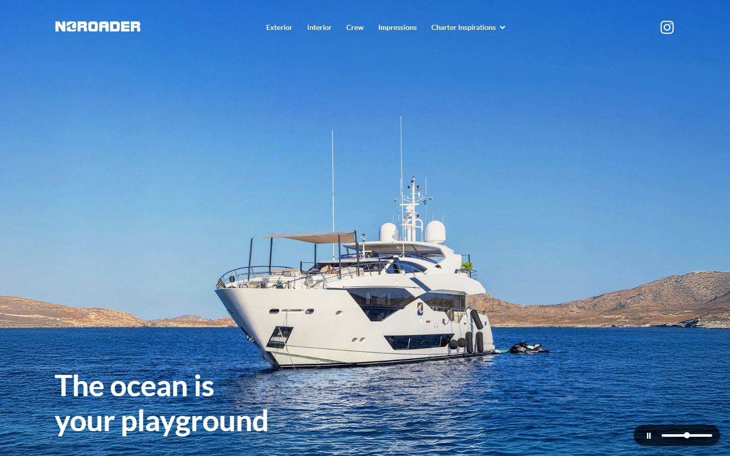 NOROADER website featuring the 116-foot Sunseeker yacht